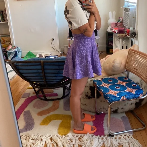 *Old School Oaf* Lazy Oaf Purple Print Skater Skirt - Picture 9 of 11